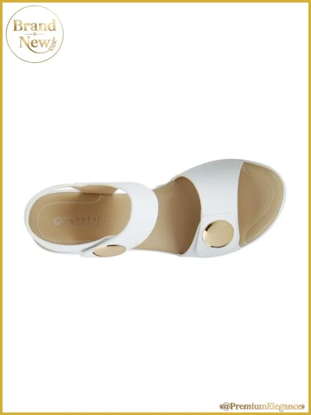 Platform Sandals with Gold Button and Hook Loop Closure